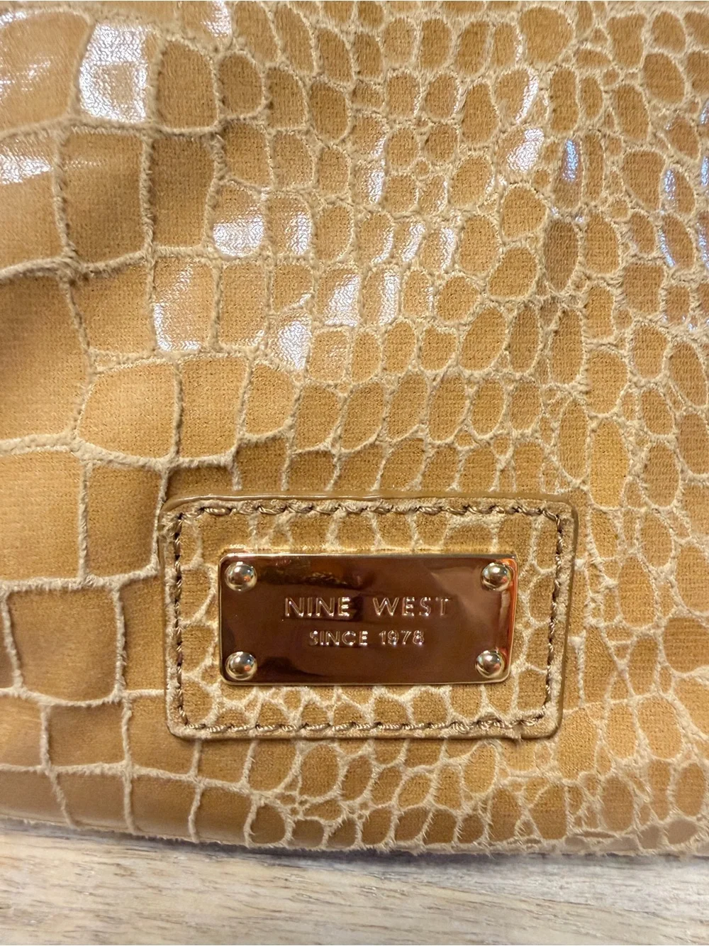 Nine West Croc-Embossed Yellow Wristlet Clutch